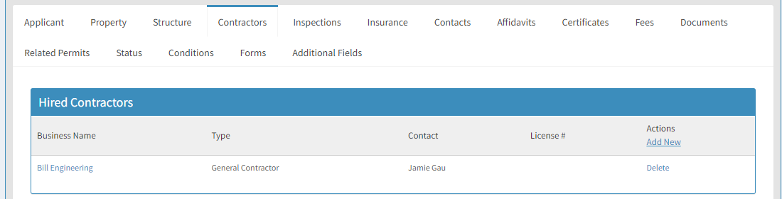 contractors tab