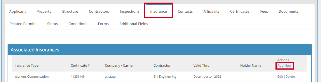 add new insurance