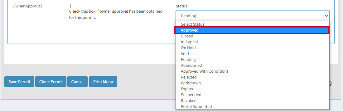 Approved status.