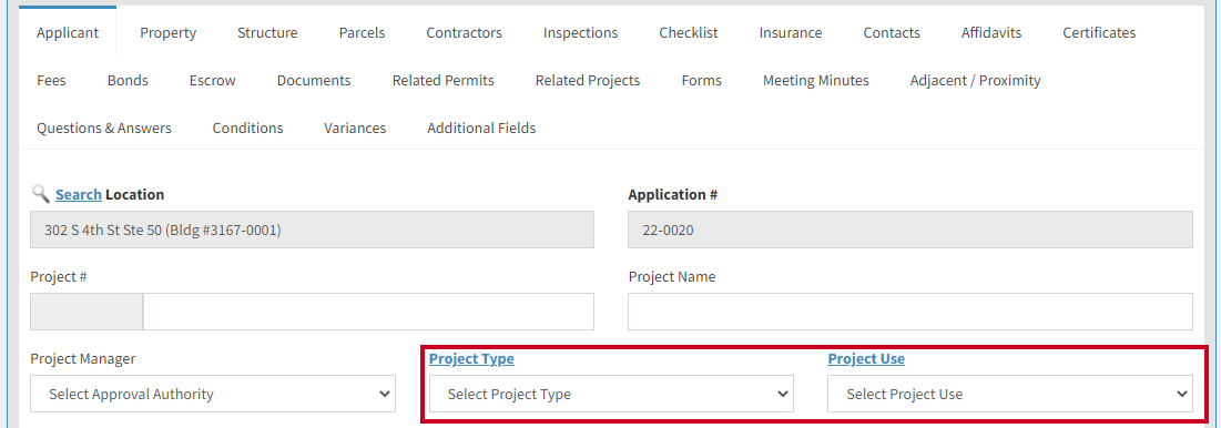 Project type and use.