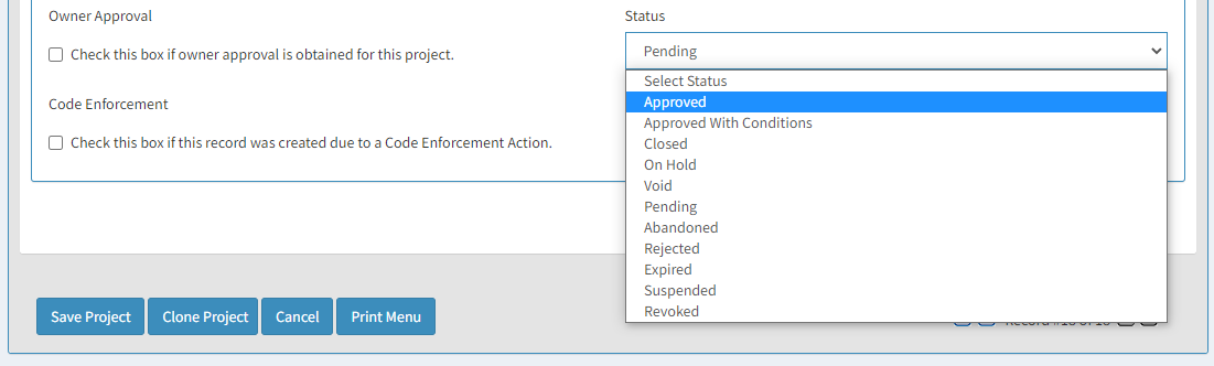 Approved status.