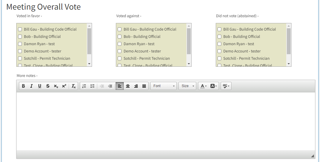 meeting overall vote