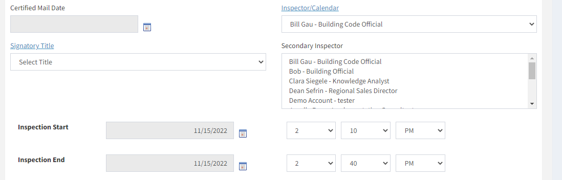 inspection info