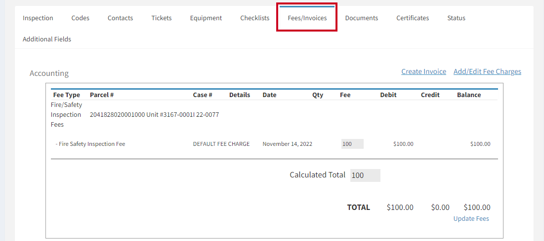 fees invoices