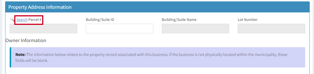 Search parcel link.