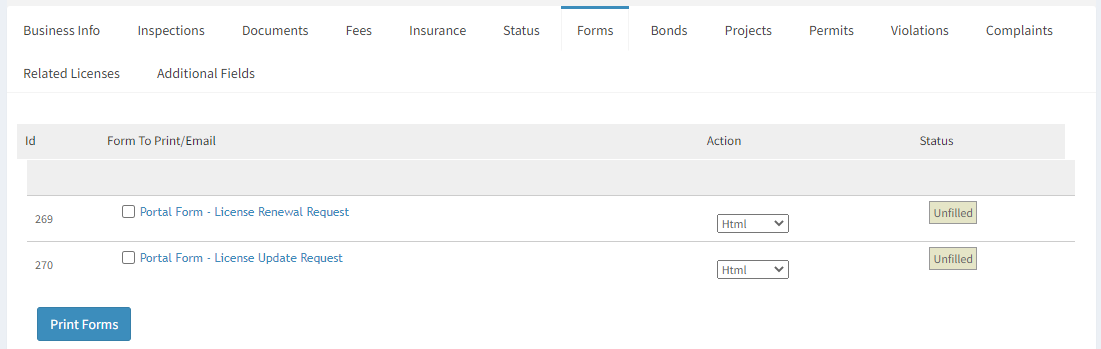 Forms tab.