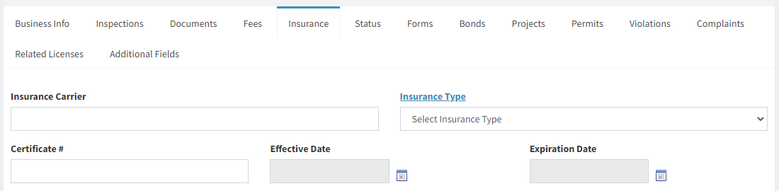 Insurance tab.