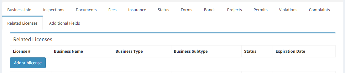 Related licenses tab.