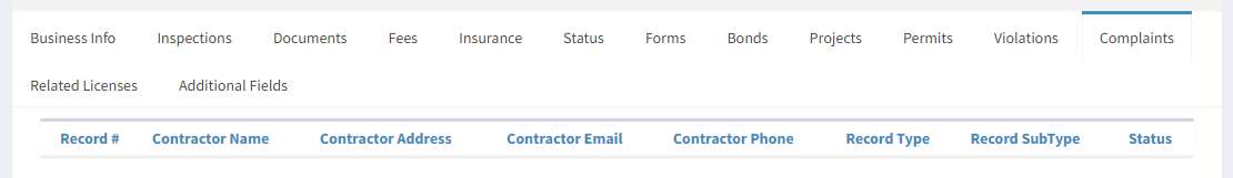 Complaints tab.