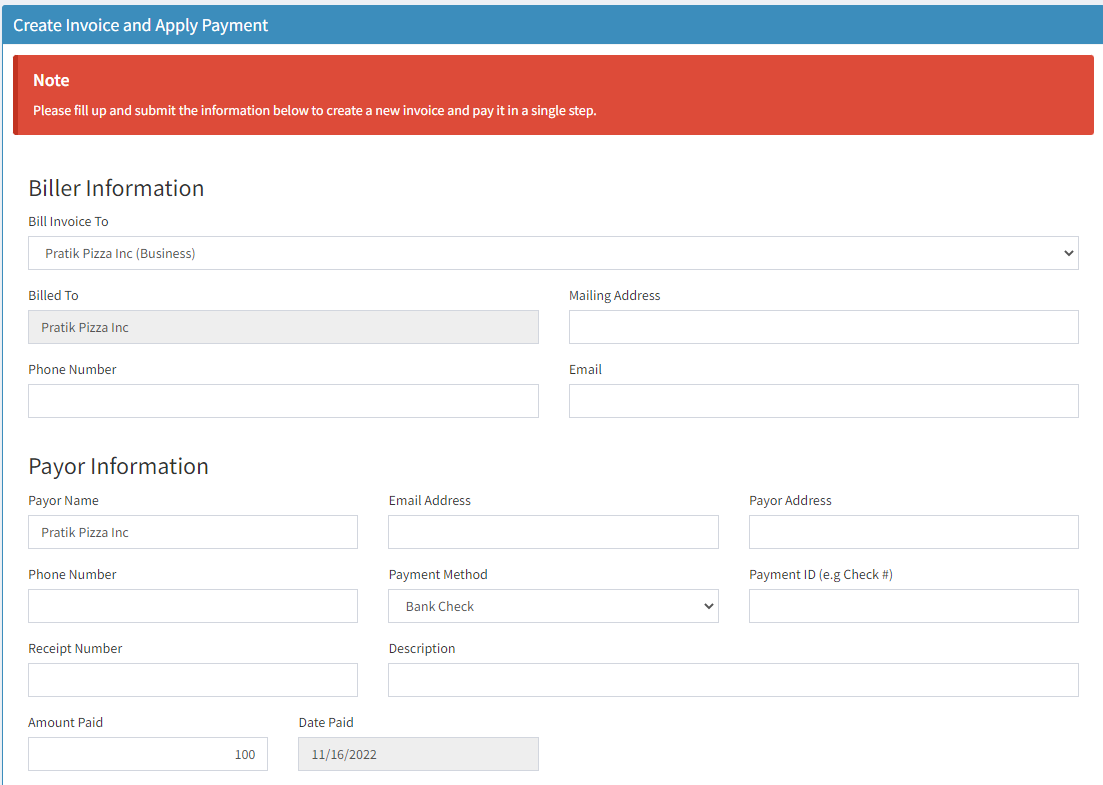 create invoice