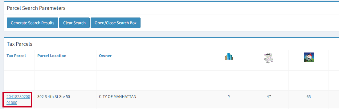 select parcel record