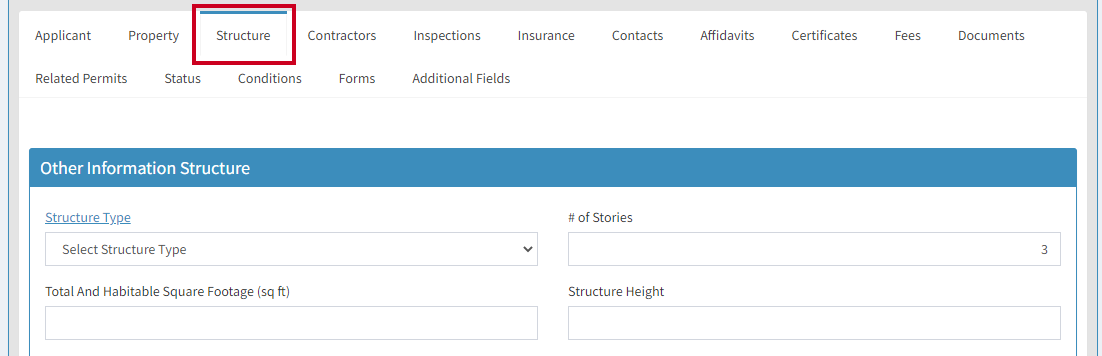 structure tab.