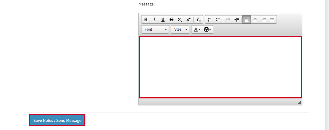 Save notes / send message button.