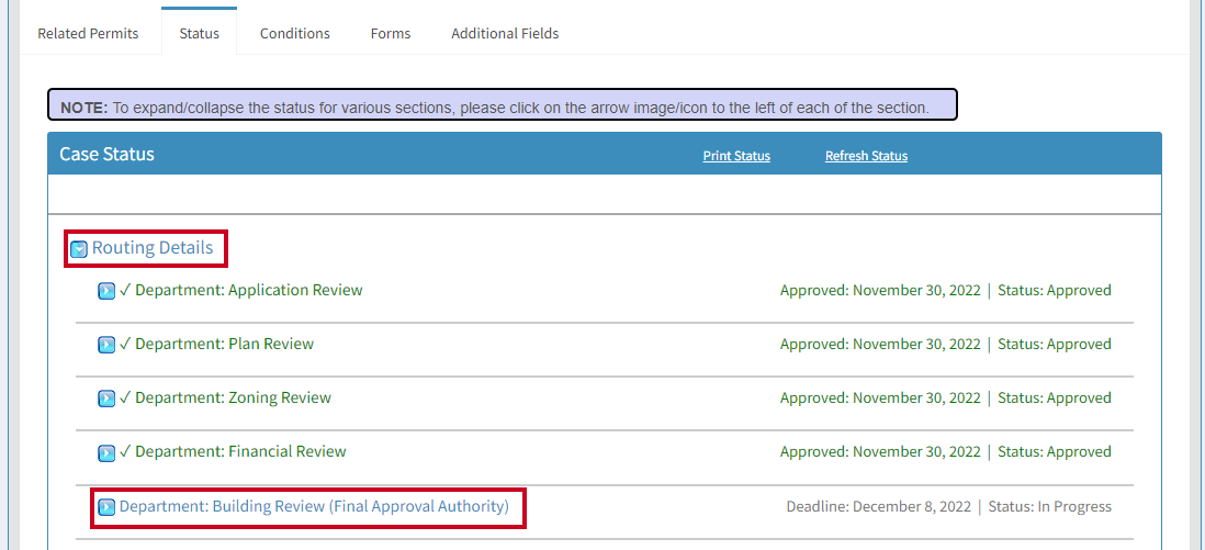 Final Approval Authority selected under Routing Details on Status tab.