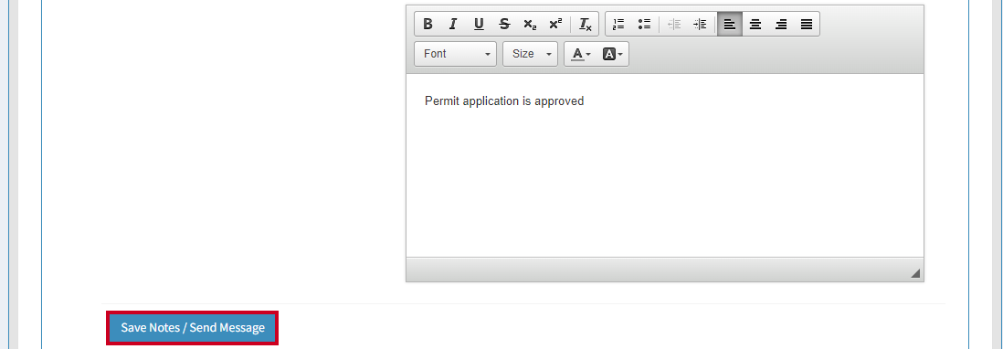Save notes / send message button.