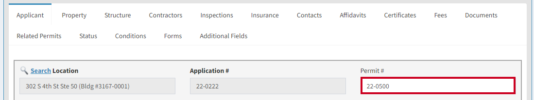 Permit number field.