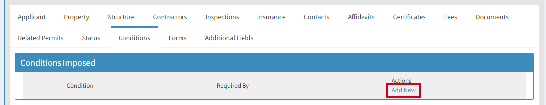 Add New link under Conditions tab.