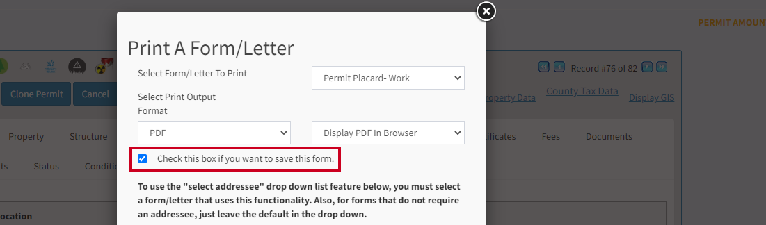 Save form checkbox.