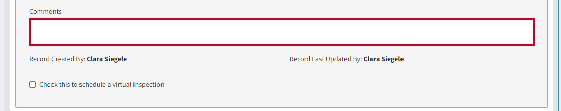 Comments field.