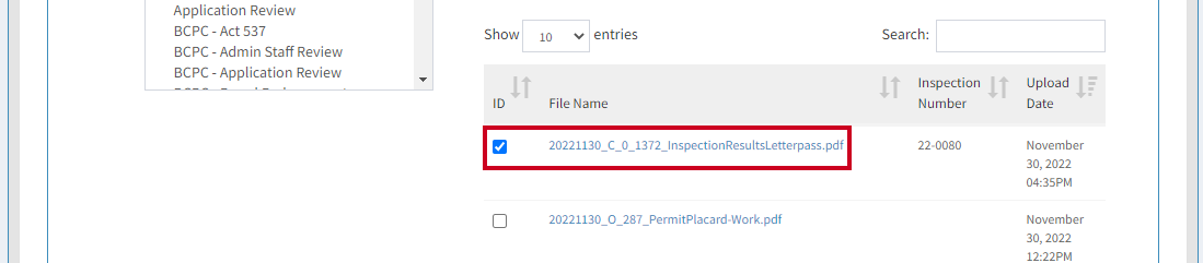 File checkbox.