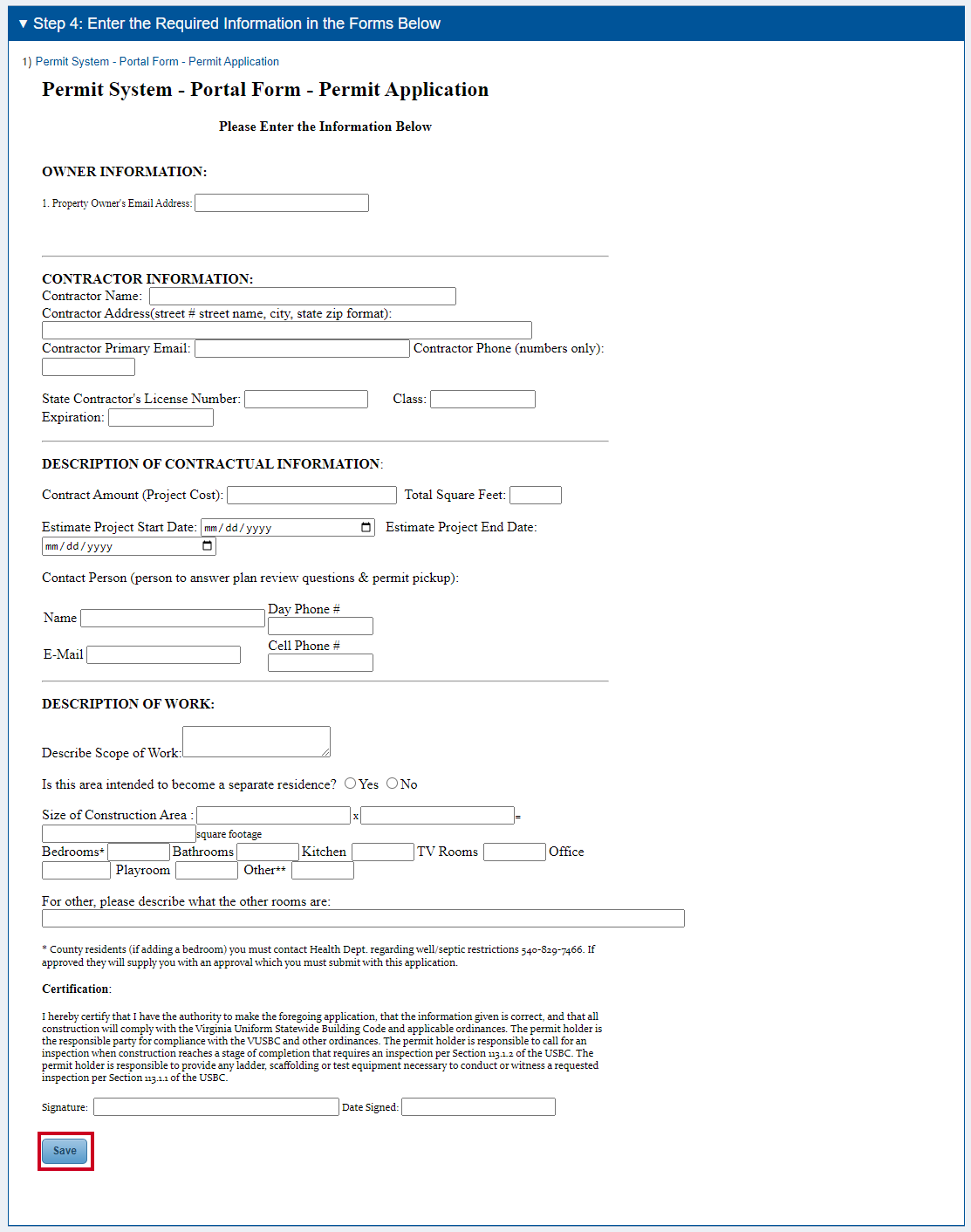 Permit application.