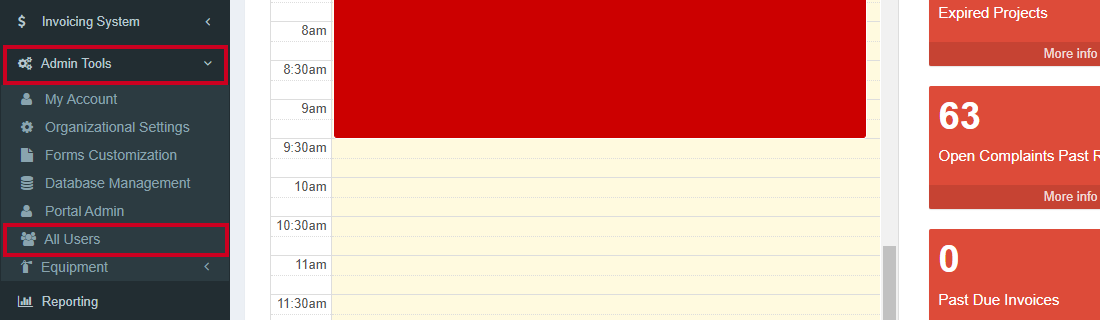 The All users option in the left-hand navigation menu.