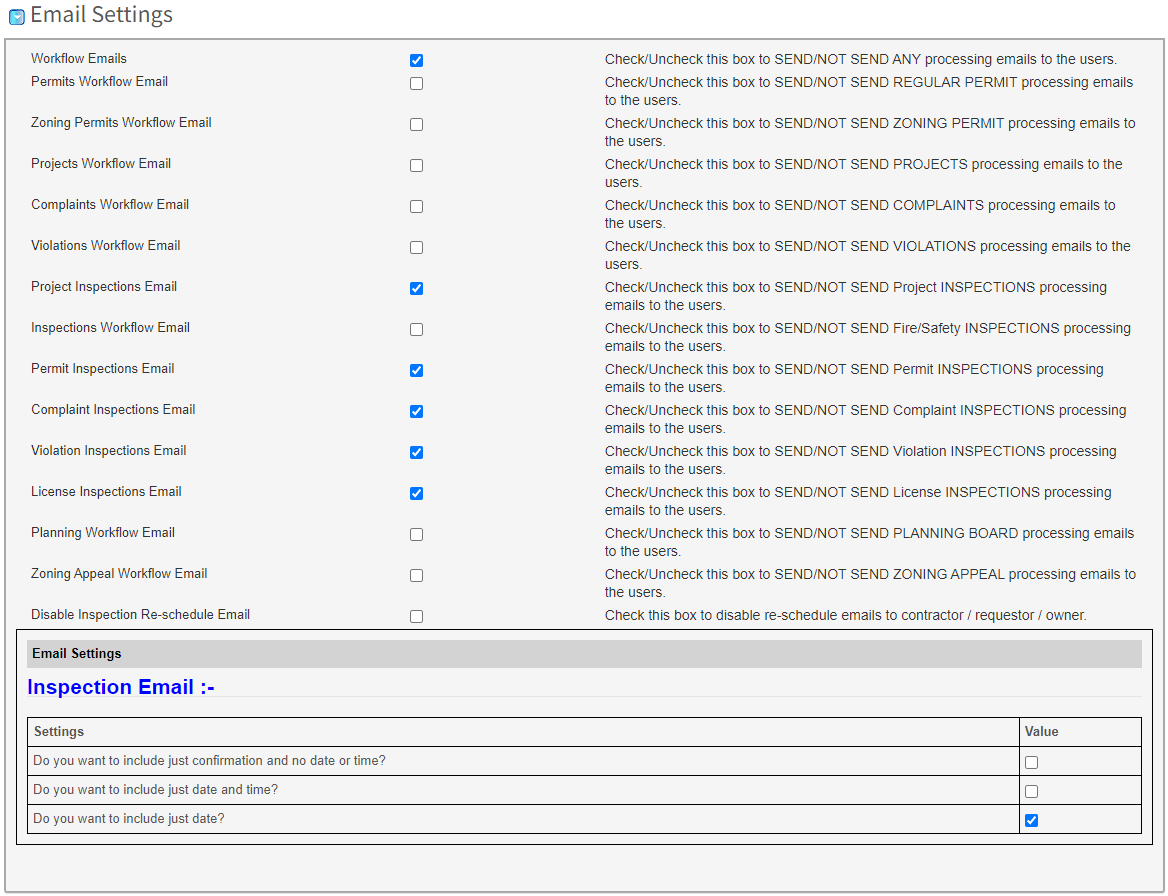 email settings