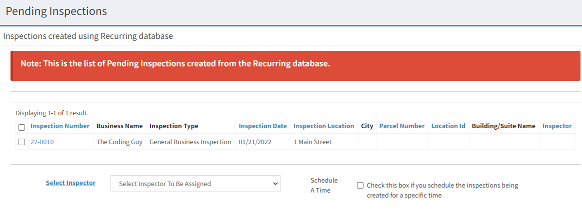 Pending inspections.