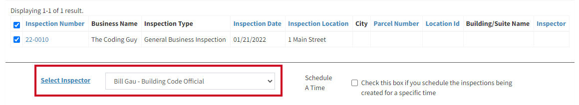 Assign inspector.