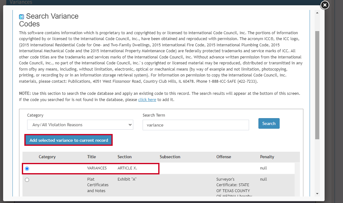 search and add variance code