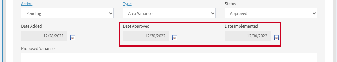 date approved and implemented