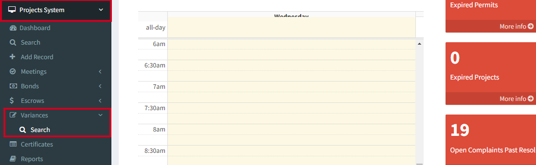 projects - variances