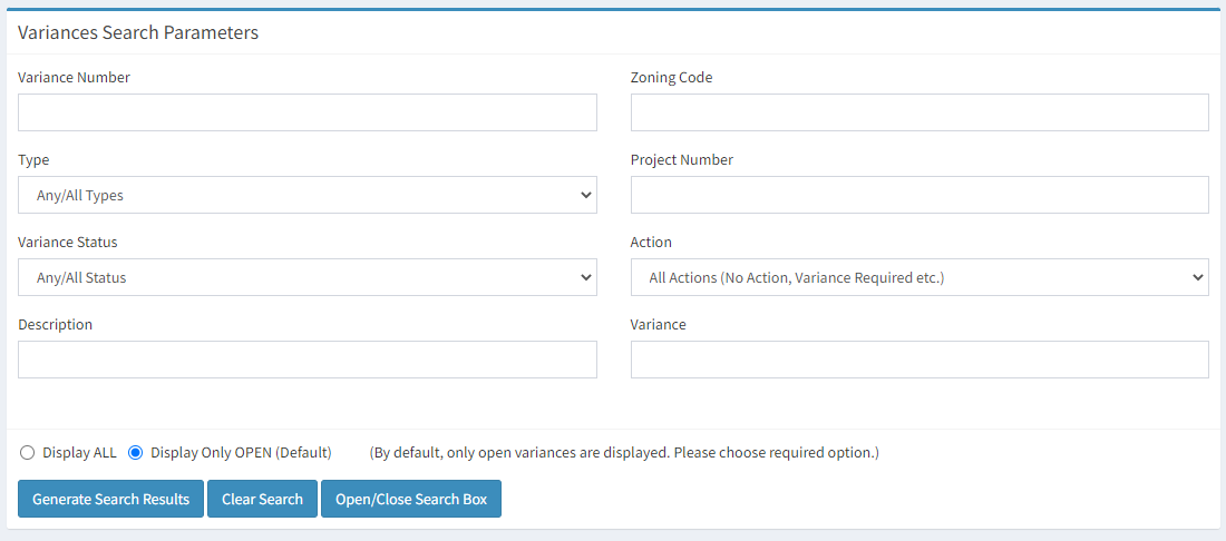 search parameters