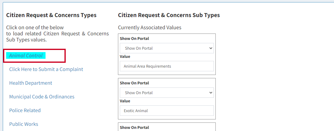 select request type