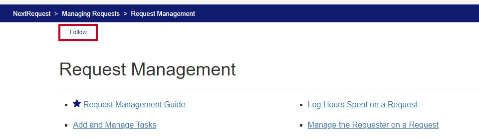 follow button in top left corner of page.