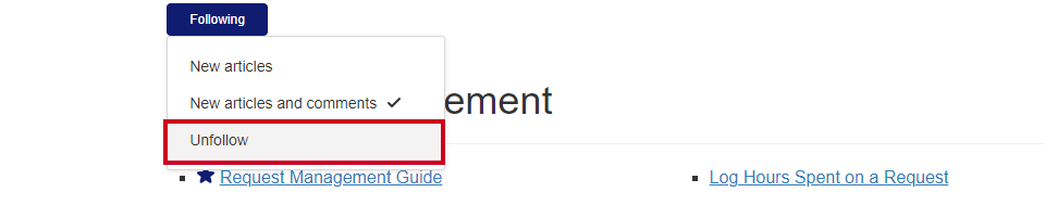 unfollow option in drop-down.