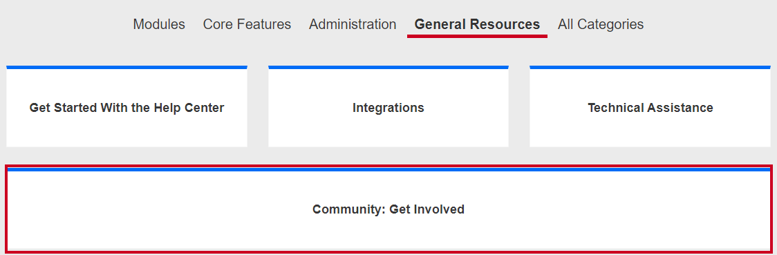community button on home page.