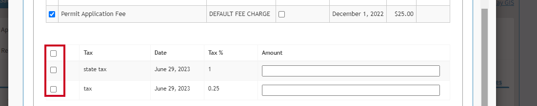 Select tax.