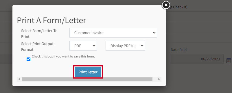 Print letter button.