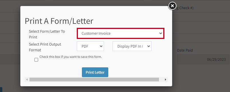 Customer invoice.