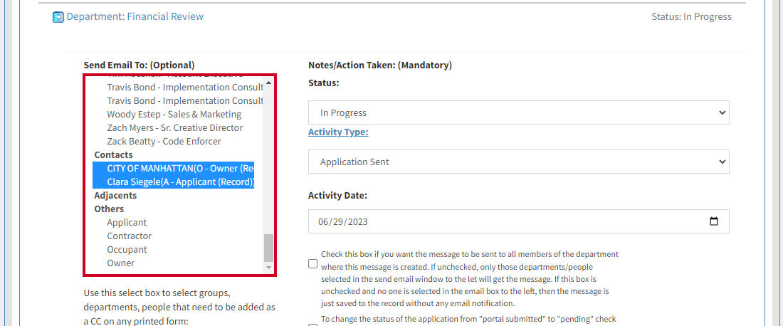 Send email to.