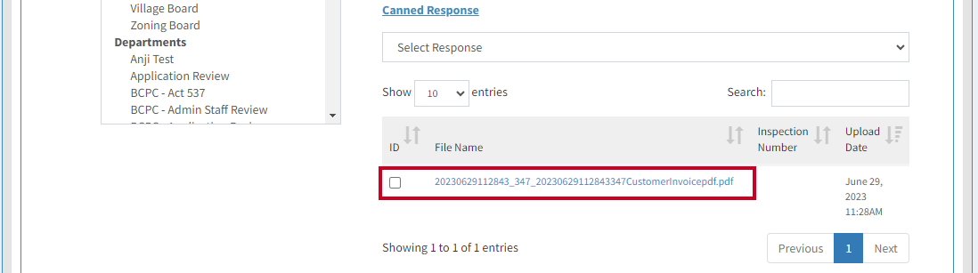 Customer invoice file.
