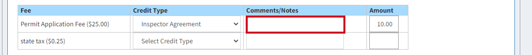 Comments box.