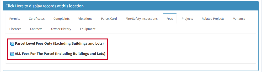 Parcel Level Fees Only or All Fess for the Parcel options.