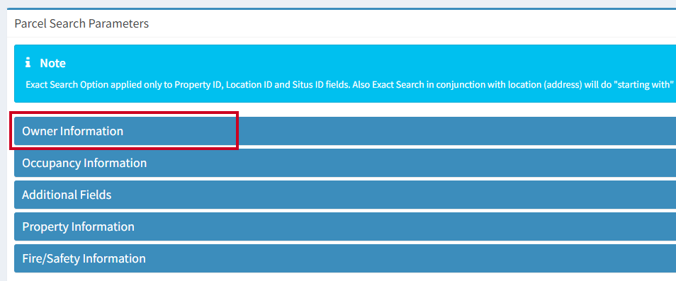 Owner Information tab.