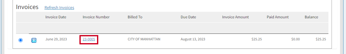 invoice number link.