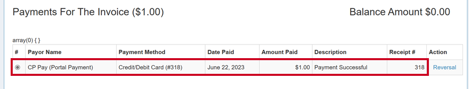 payment information table.