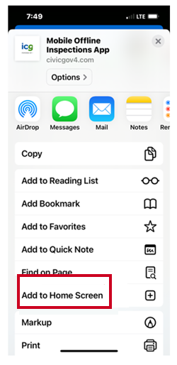 iOS Mobile App Add to Home Screen.