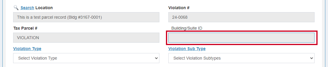The greyed out text entry field labeled Building / Site I D.