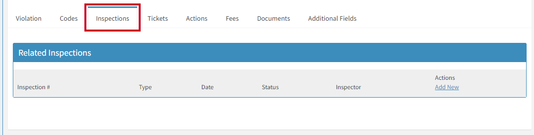 The tab labeled Inspections.